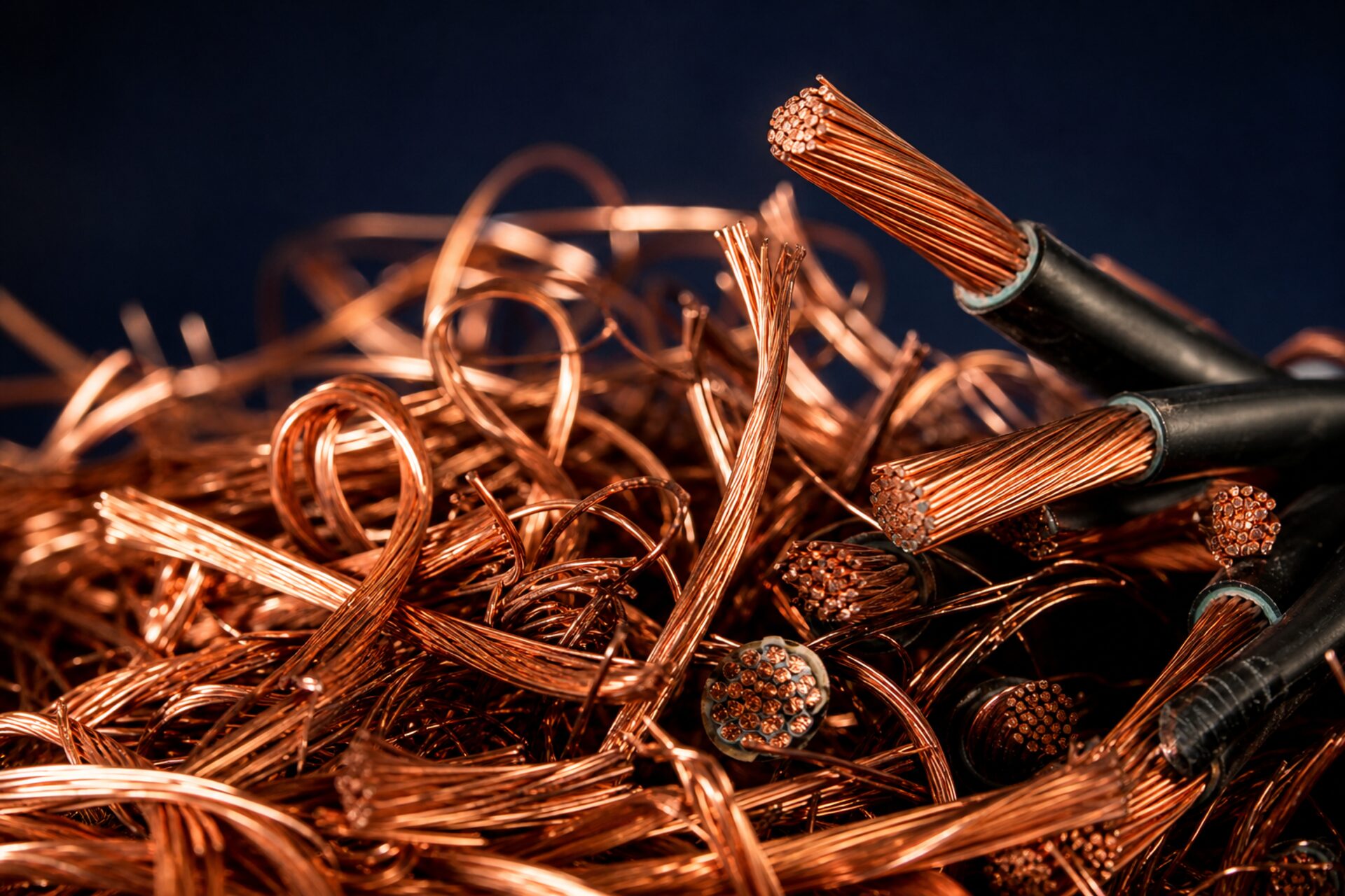 Bare bright copper wire and copper-bearing cable