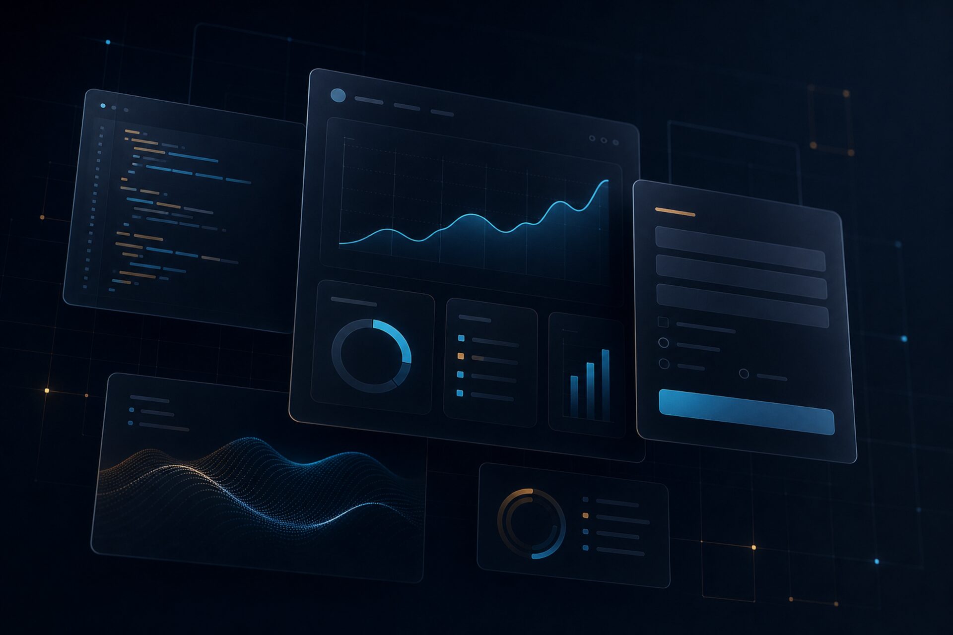 Abstract dark dashboard composition